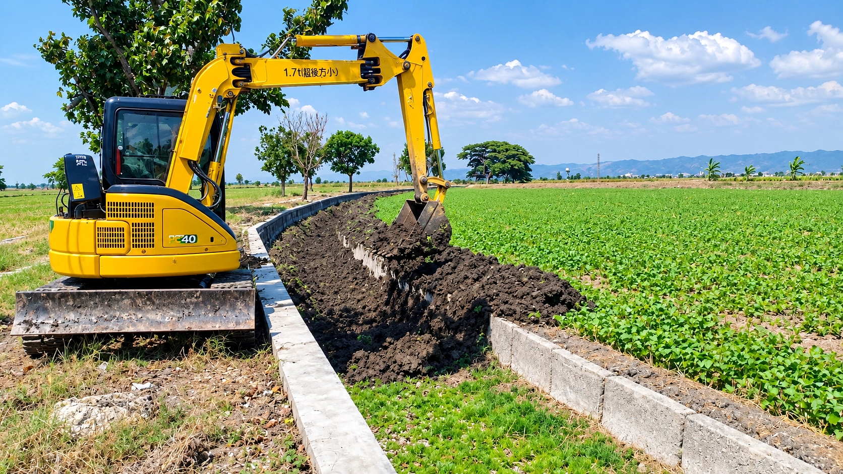 Saluran Irigasi Sawah Desa ... di Kudus dengan excavator PC 400