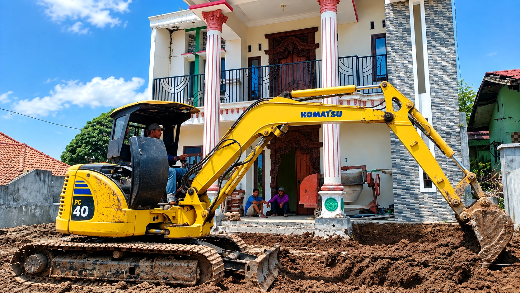 Pondasi Cakar Ayam Gudang ... di Jepara dengan excavator PC 130